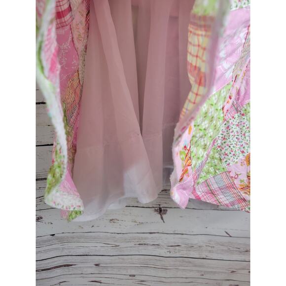 Vintage Square Dance Party Dress Patchwork Handmade Pink Green Size 14p - Picture 6 of 16